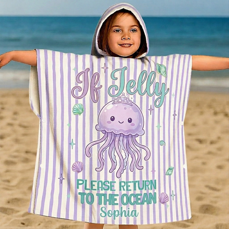 Personalized Cute Jellyfish Ocean Quote Pastel Purple Teal Seashells S