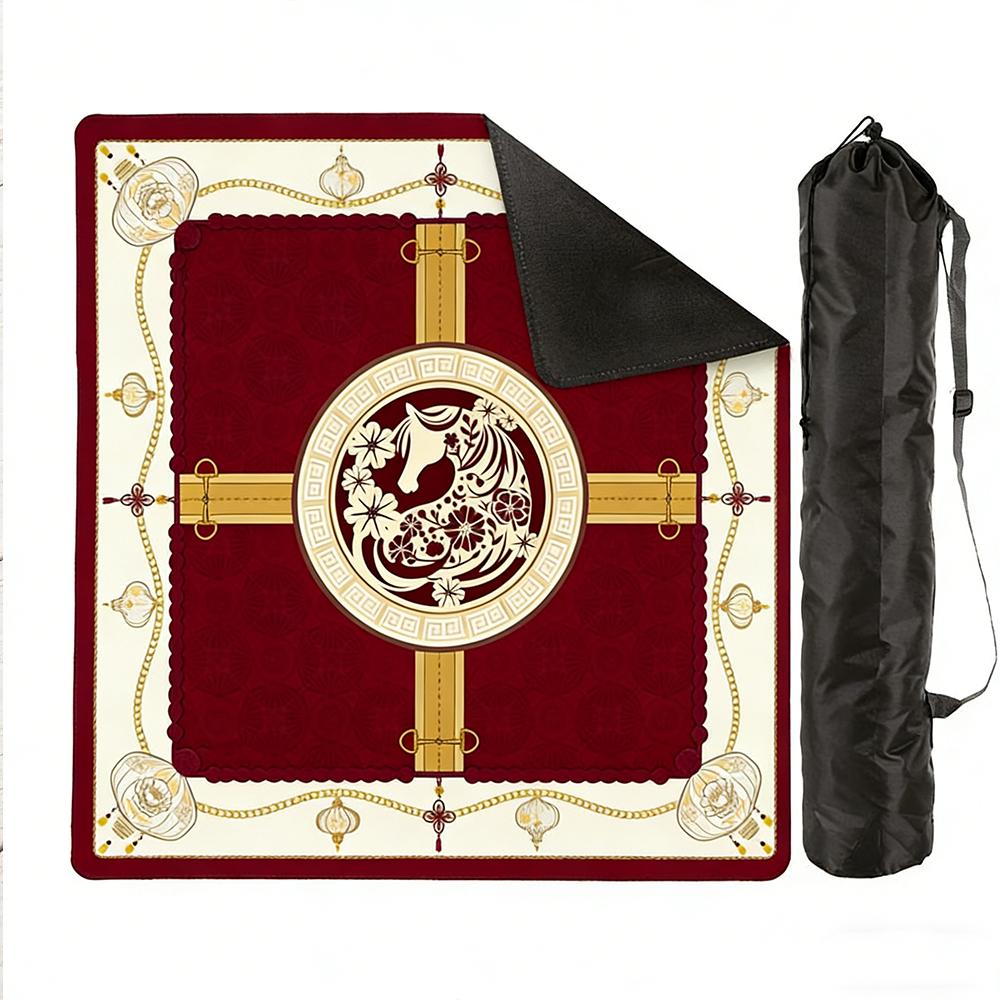 Personalized Year Of The Horse Themed Mahjong Table Mat Chinese Zodiac Decorative Game Mat Non Slip Base Ideal Mahjong Enthusiast Gifts