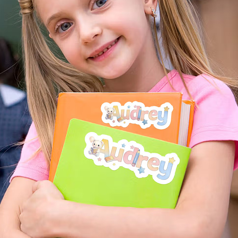 Personalized Cute Balloon Cartoon Animal Star Stickers with Name Back to School Birthday Gift for Boys Girls