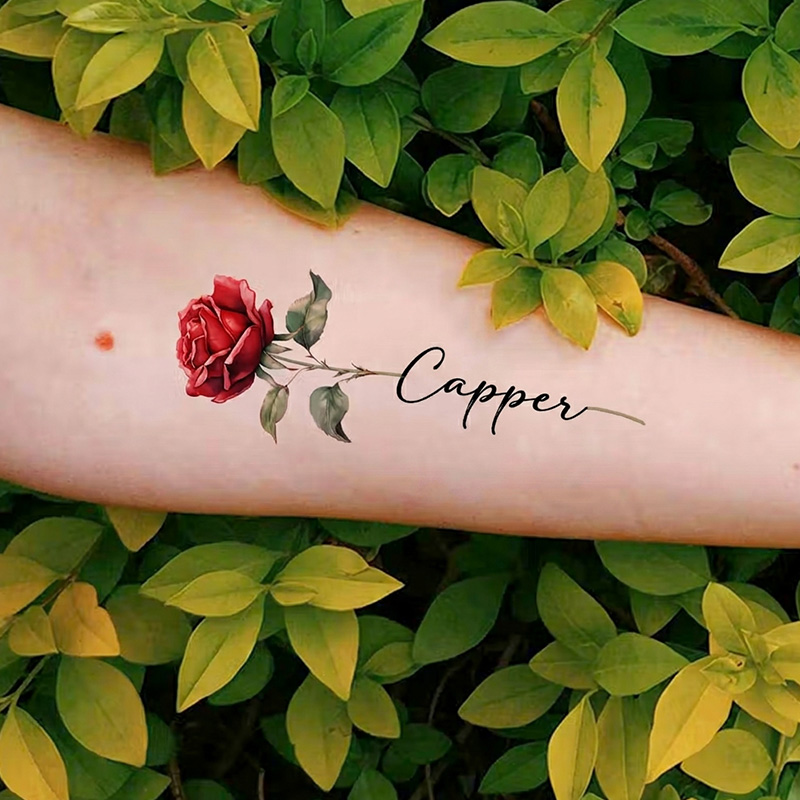 Personalized 1-3 Watercolor Birth Flower Waterproof Non-toxicity Temporary Tattoo Stickers with Name Holiday Gift for Besties Tattoo Lovers