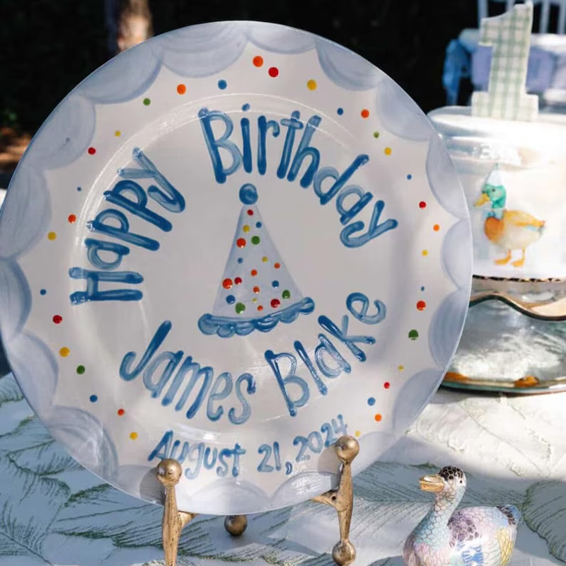 Personalized Blue Party Hat Confetti Happy Birthday Boy Kids Celebrati