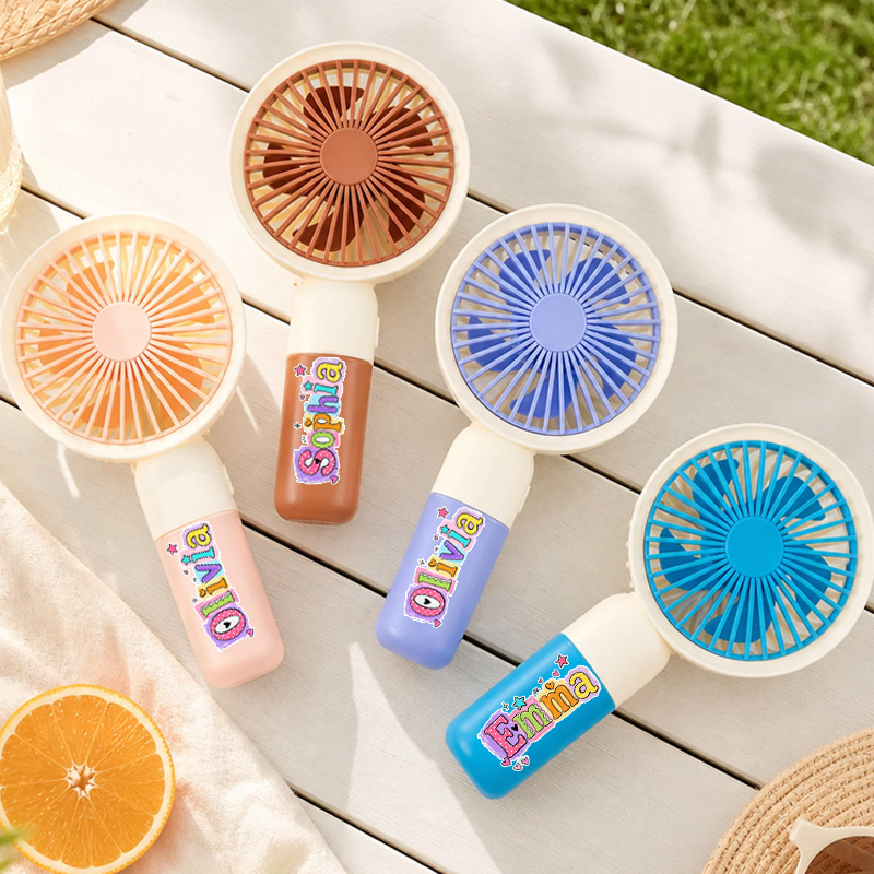 Personalized Summer Mini Handheld Fan Themed Colorful Fruit Fresh Vibes Design Portable USB Rechargeable Cooling Gadget Gift Back to School Gift