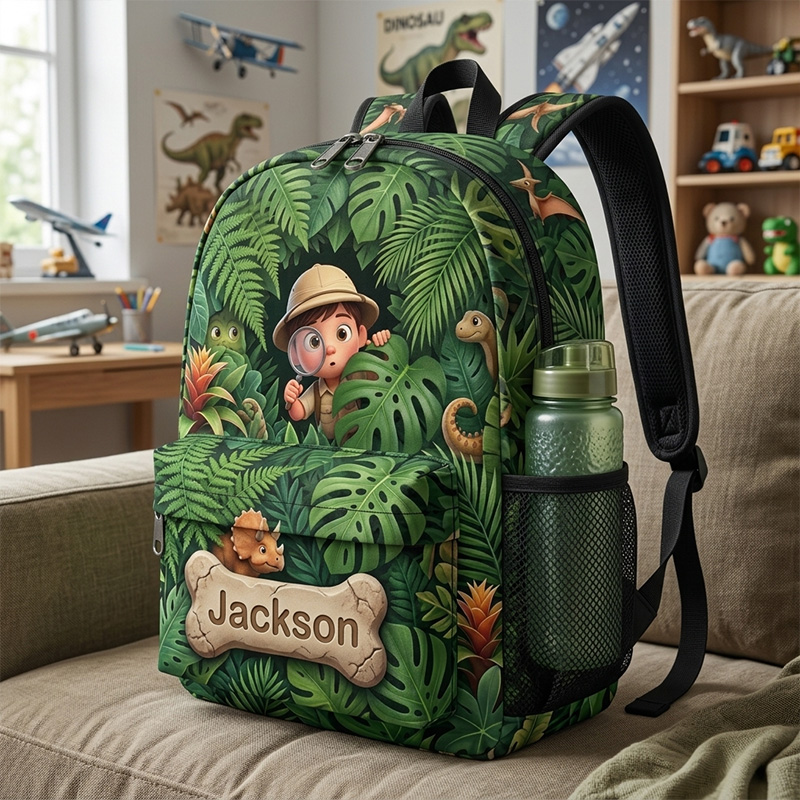 Personalized Jungle Explorer Kids Backpack Themed Adventure Safari Sch