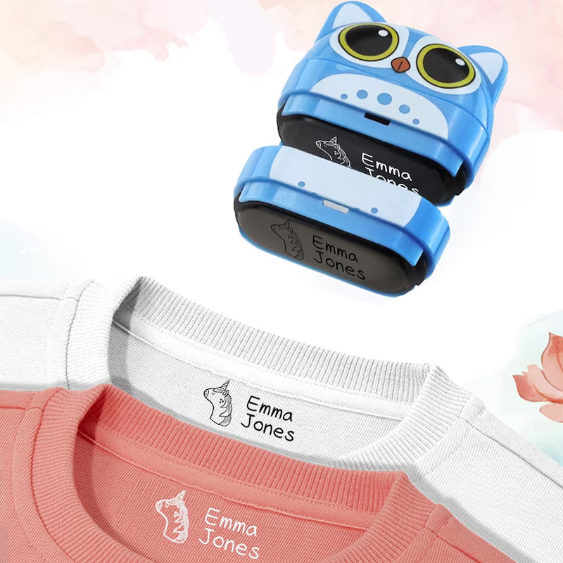 Personalized Two Color Name Stamp School Label Clothing Stamp Clothing Label Stamp Customized Name Stamp Stamp for Kids Fabric Stamp