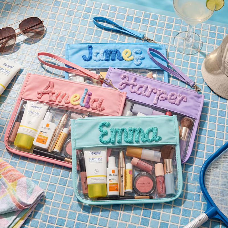 Personalized Waterproof Beach Bag Clear Travel Organizer Custom Name Pool Tote For Summer Vacation Essentials