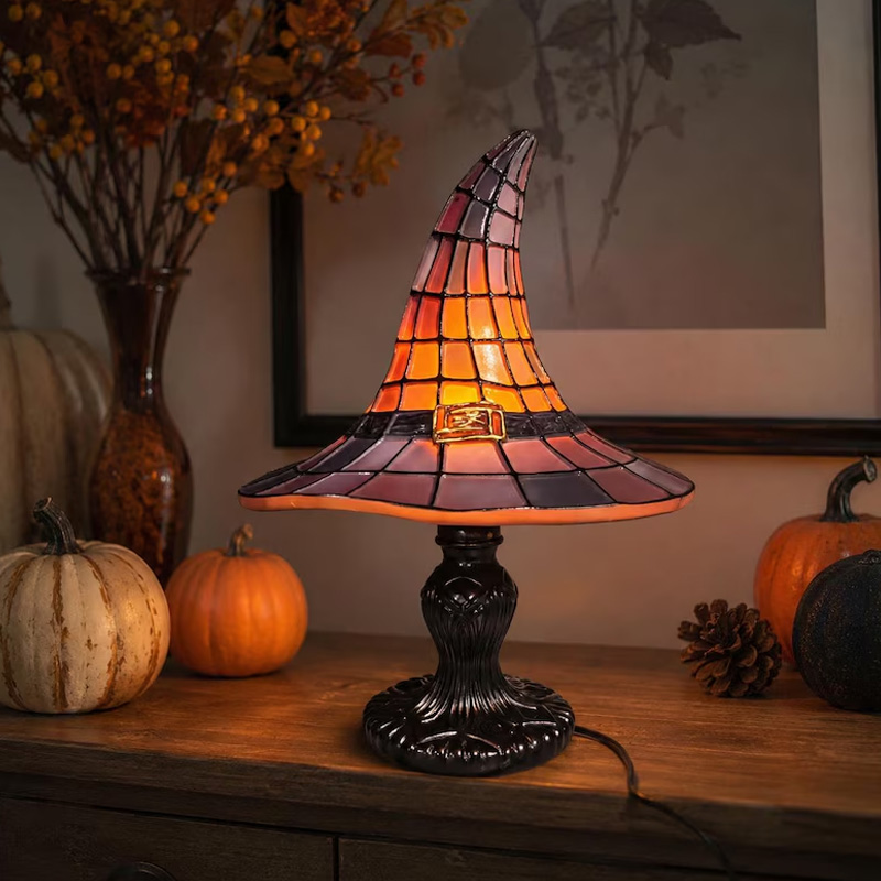 Halloween Witch Hat Themed Night Light Design For Cozy Bedroom Kids Room Bedside Reading Decor