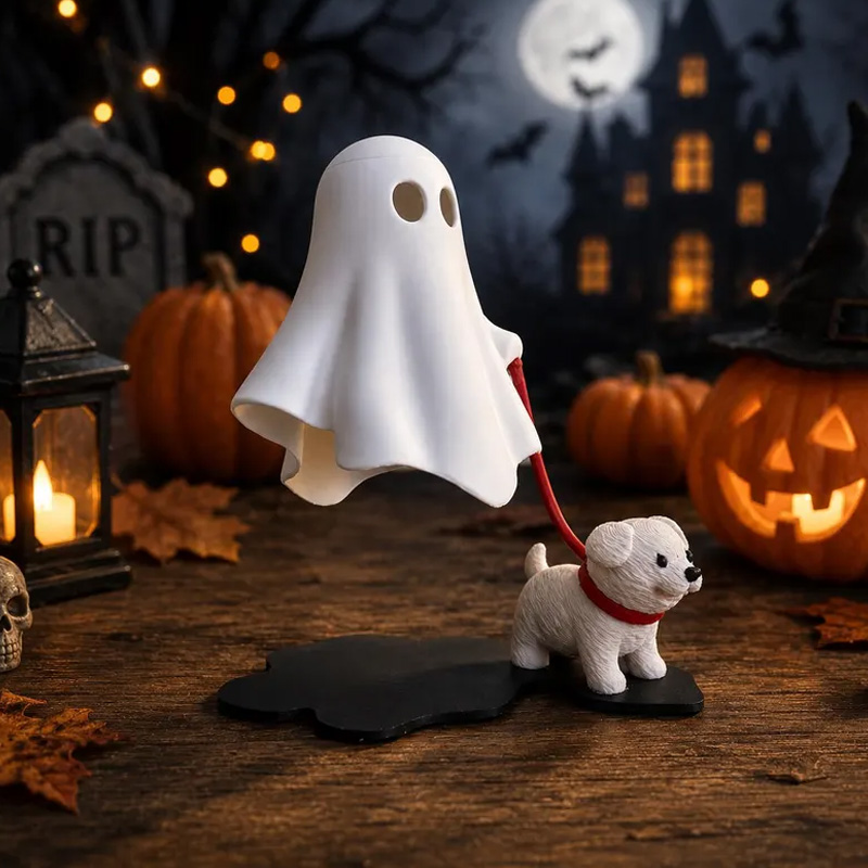 Halloween Ghost Dog Night Light For Kids Bedroom Bedside Table Ambient Lamp Holiday Home Decor