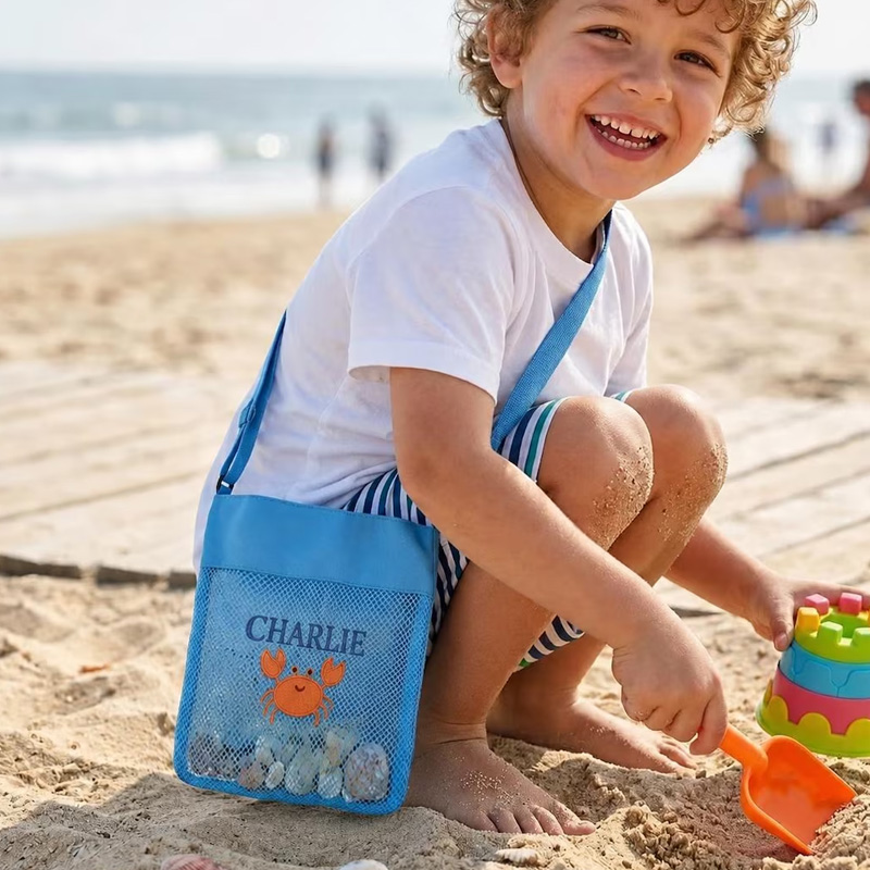 Personalized Mesh Beach Bag Beach Bag for Kids Custom Name Shell Colle