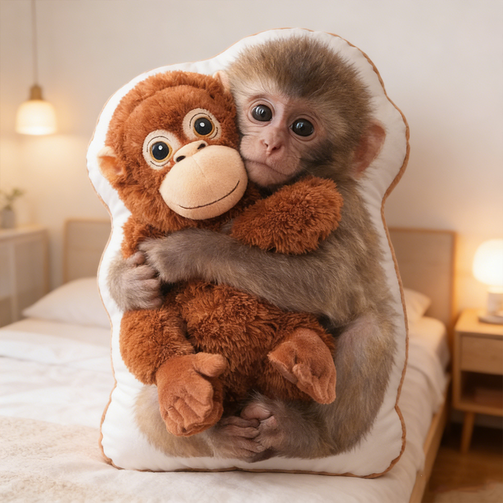 Personalized Punch the Monkey Hugging Pillow Custom Plush Pillow with Monkey Design for Kids and Animal Lovers