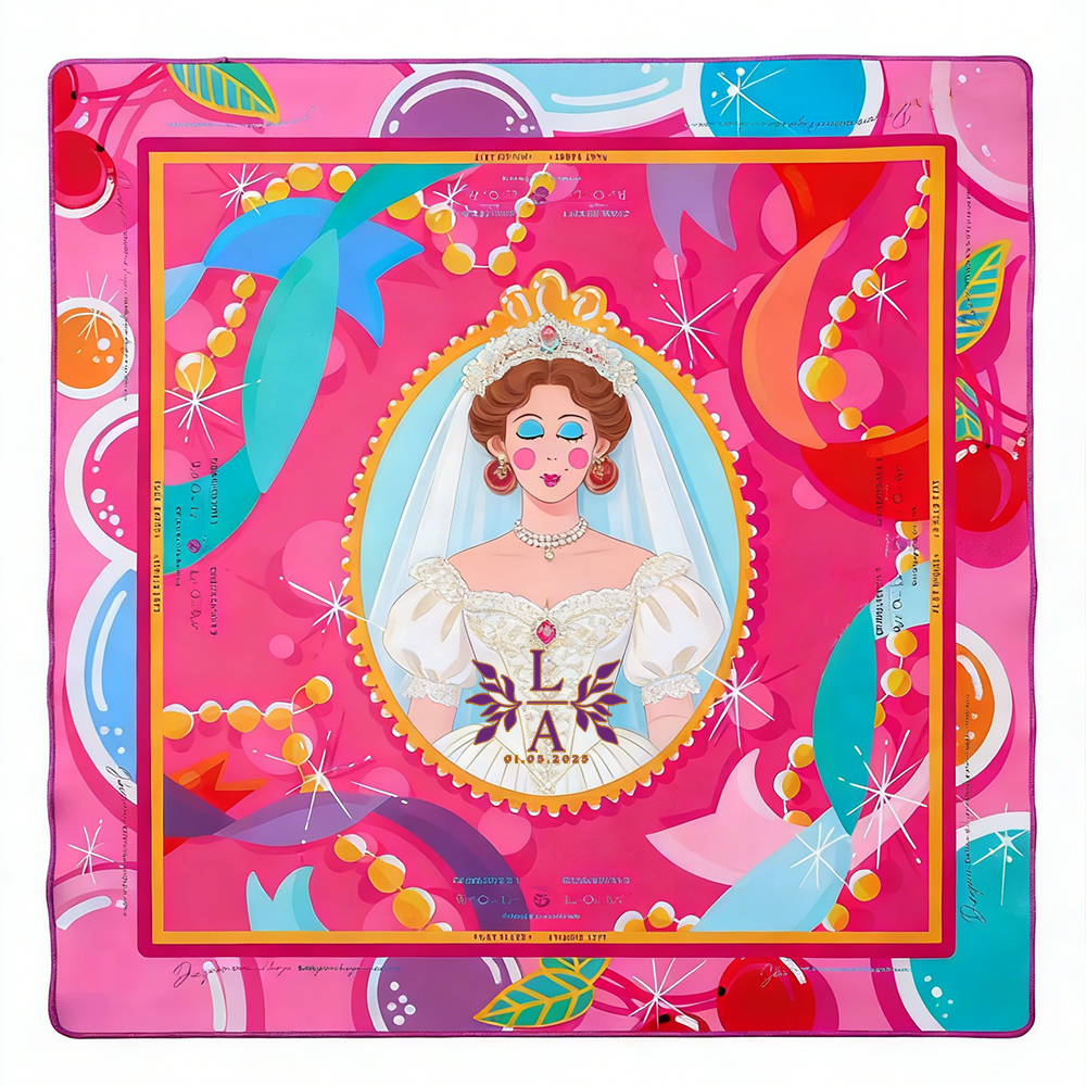 Personalized Wedding Themed Mahjong Table Mat With Bride Illustration Personalized Photo Option Pink Decorative Game Mat Ideal For Bridal Showers And Wedding Gifts