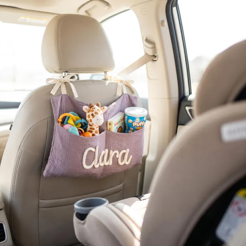 Personalized Car Backseat Organizer Kids Car Caddy with Knit Name Cott