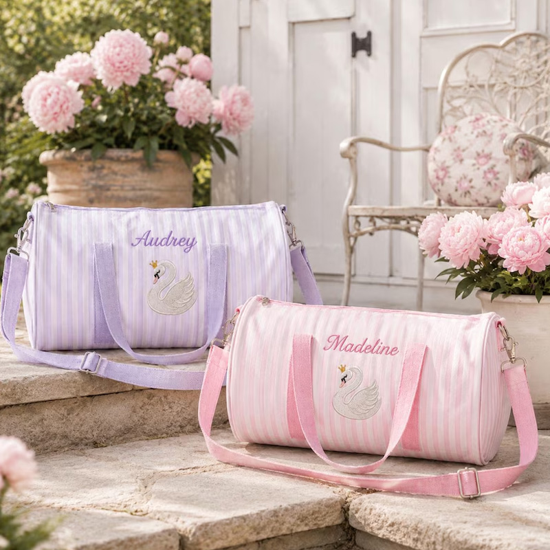 Personalized Embroidery Design Quilted Kids Overnight Duffel Shoulder