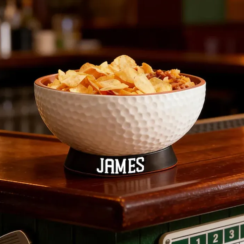 Personalized 3D Printed Golf Ball Snack Bowl with Custom Name Design