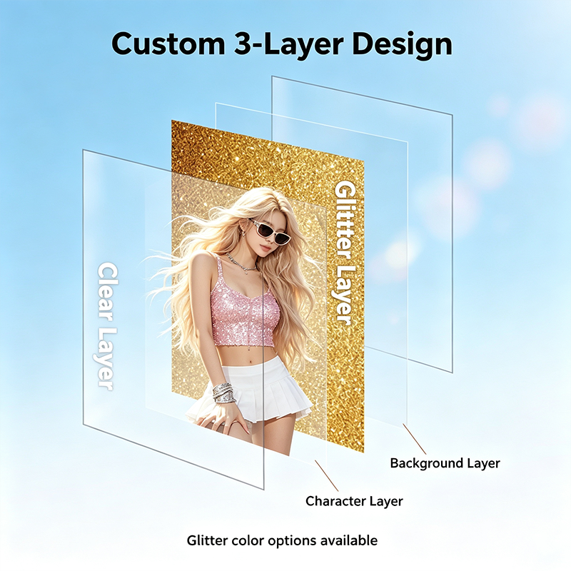 Custom Photo Quicksand Mahjong Personalized Liquid Glitter Shaker Frame Fridge Magnet & Desk Decor Gift
