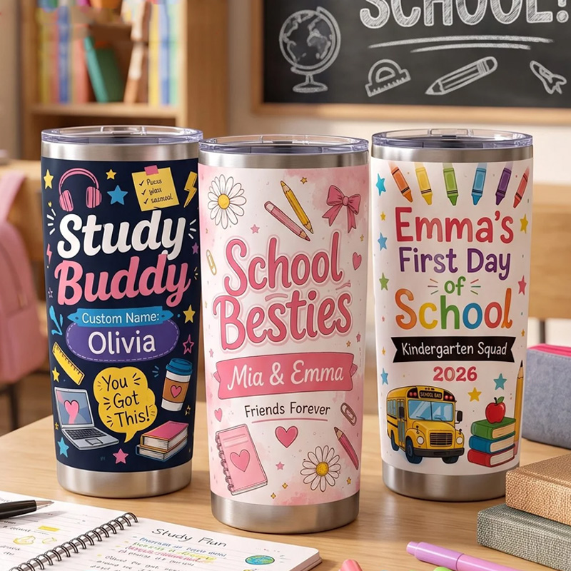 Personalized Back To School Tumbler For Kids Custom Name Study Buddy S