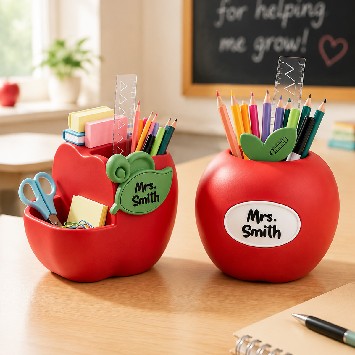 Personalized 3D-Printed Apple Desktop Organizer Custom Text Back to School Teacher's Day Gift for Teacher