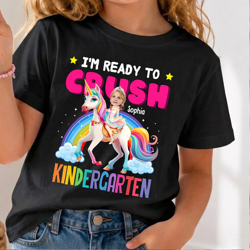 Personalized Im Ready To Crush Kindergarten Unicorn Rainbow Graphic Fi