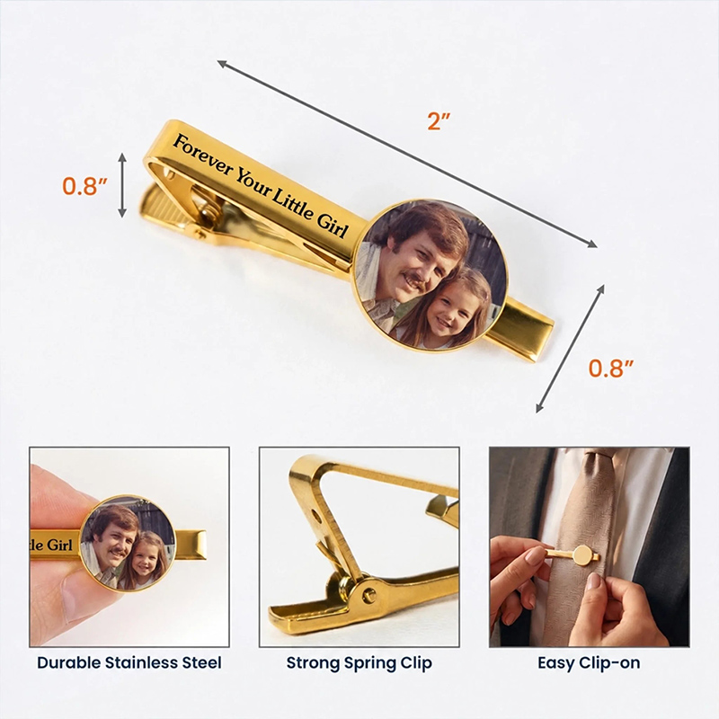 Personalized Photo Tie Clip Custom Tie Clip Gifts with Kids Photo For Dad Grandpa Walking Down The Aisle Together