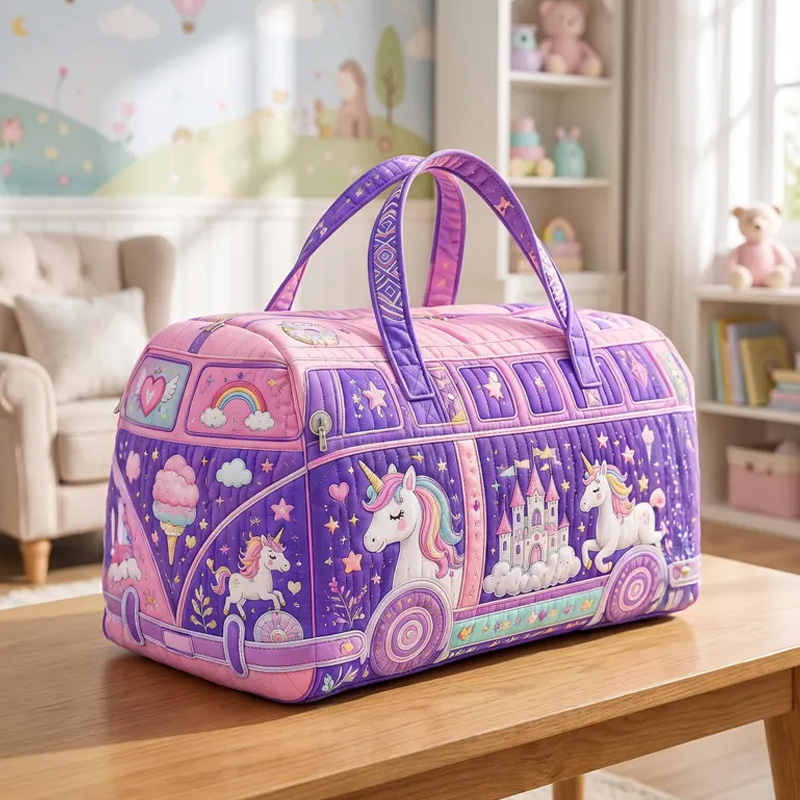 Personalized Rainbow Horse Travel Duffel Bag Large Capacity Overnight Tote For Kids Sleepovers School Trips