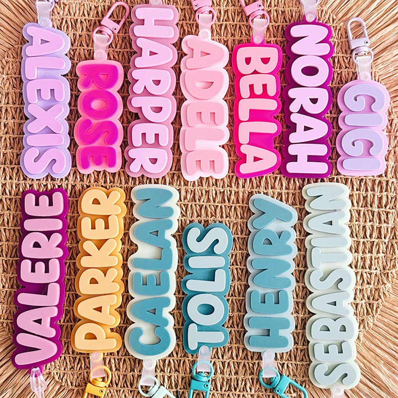 Personalized Name Keychain Pastel 3D Printing Letter Bag Charm Custom