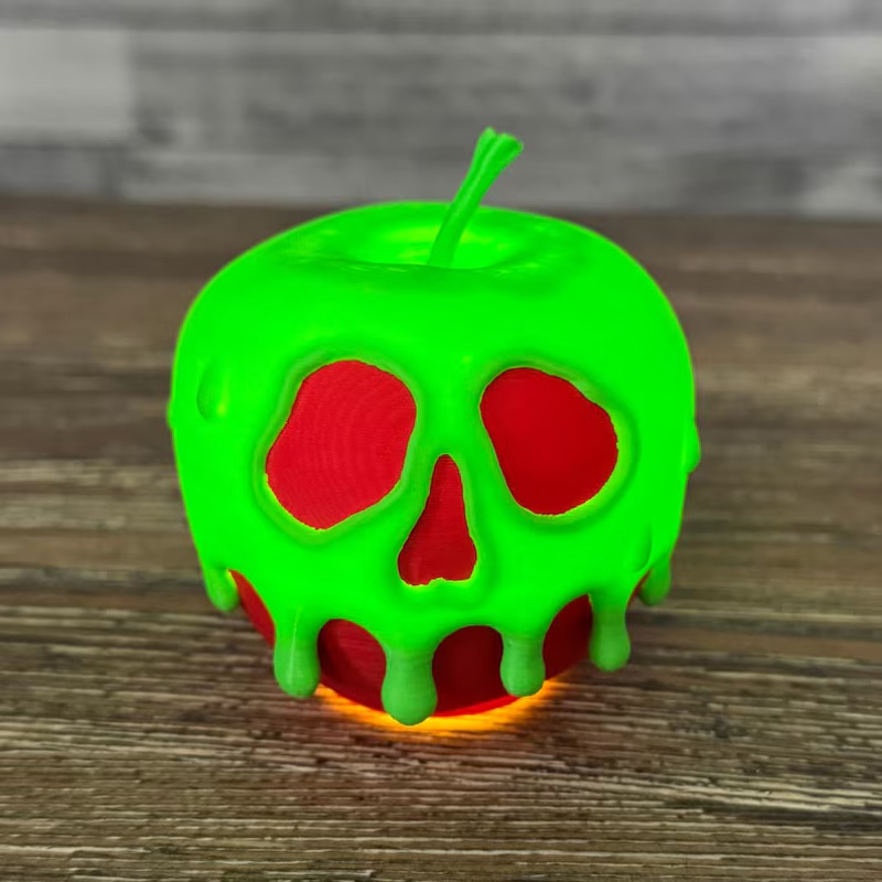 Personalized Poison Apple Candle Light Spooky Green Dripping Skull Decor Halloween Table Centerpiece Gift