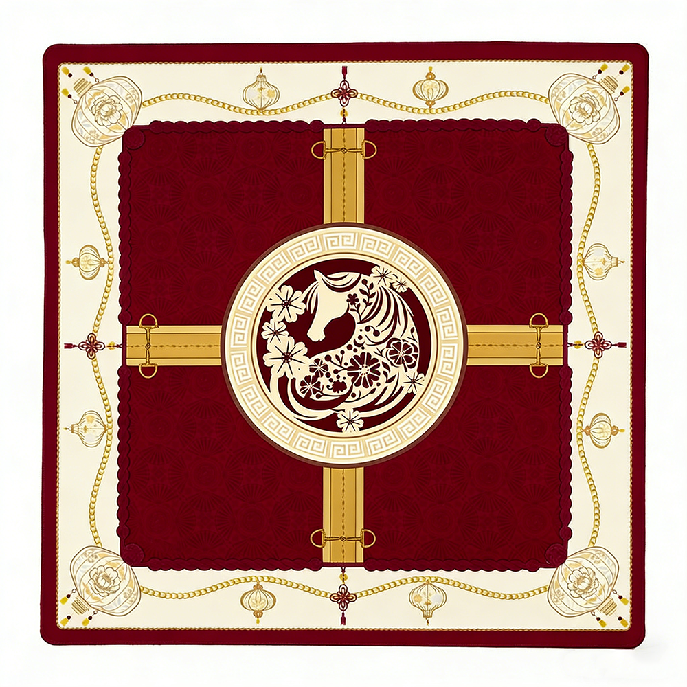 Personalized Year Of The Horse Themed Mahjong Table Mat Chinese Zodiac Decorative Game Mat Non Slip Base Ideal Mahjong Enthusiast Gifts