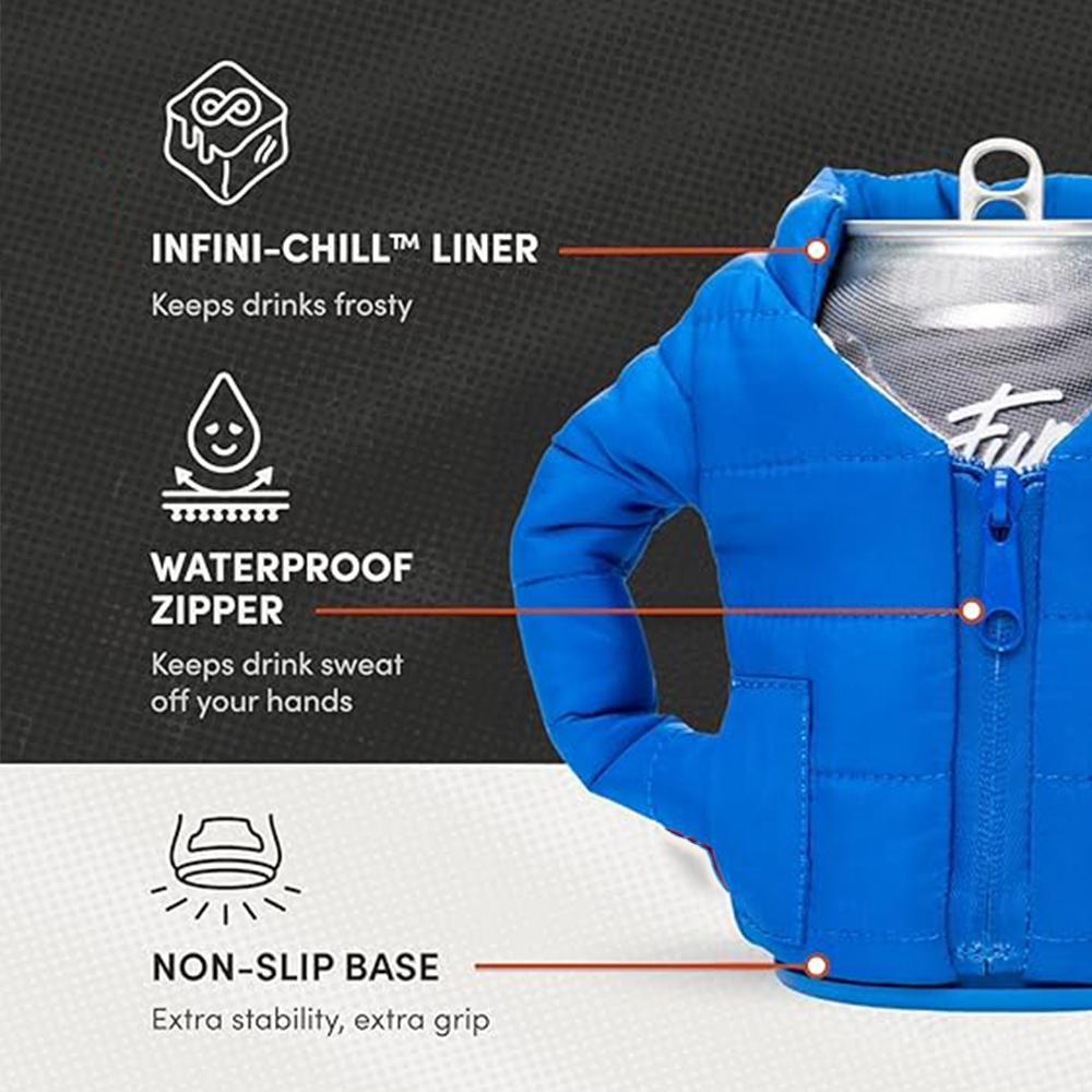 Personality Puffy Beer Jacket Insulated Can Cooler Novelty Puffer Vest Sleeve For Beer And Cans Fun Gift For Beer And Cola Lovers