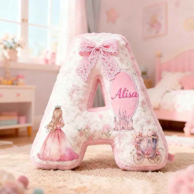 Personalized Pink Dream Fairy Tale Princess with Name Graphic 3D Print Pillow Christmas Gift for Kids 