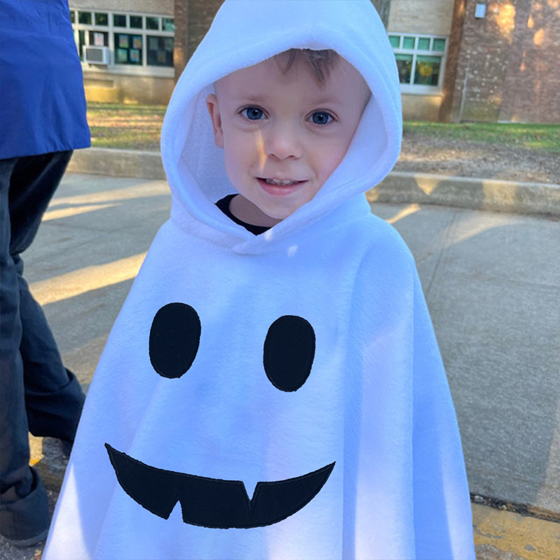 Personalized Kids Ghost Costume Cape Custom Name White Boo Poncho Halloween Outfit For Toddlers And Children