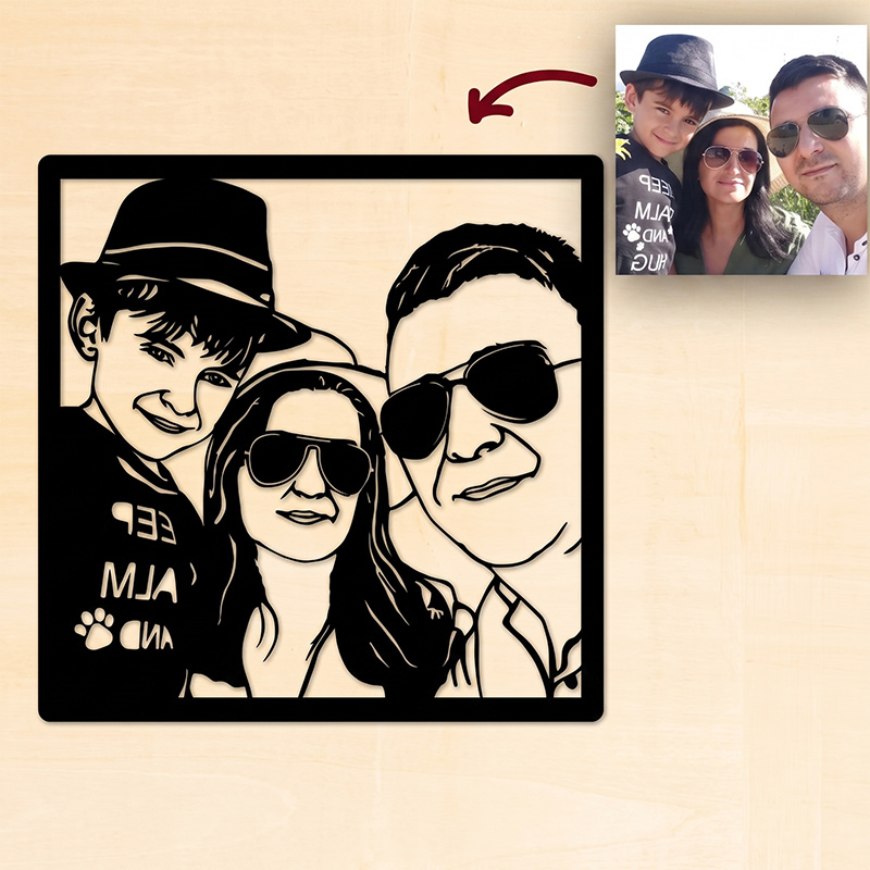 Personalized Metal Family Portrait from Photo Immortalize the Moment Anniversary Gift For Parent Laser Cut Metal Sign Handmade Family Gift