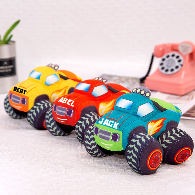 Personalized Monster Truck Plush Toy Custom Name Soft Car Pillow Kids Birthday Gift Playroom Decor