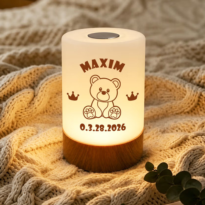 Personalized Animal Dimmable Touch Control USB Rechargeable Night Light with Name and Date Bedroom Decor Daily Use Birthday Anniversary Gift for Kids