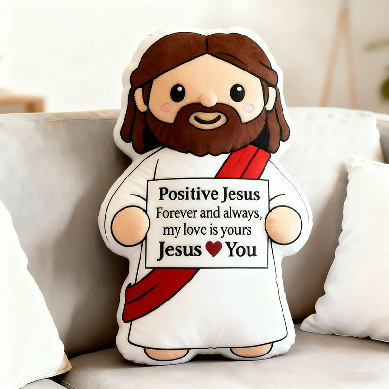 Personalized Cute Positive Jesus Pillow with Custom Love Message Graphic 3D Print Pillow Inspirational Christian Gift Jesus Love Gift Faith Based Gift