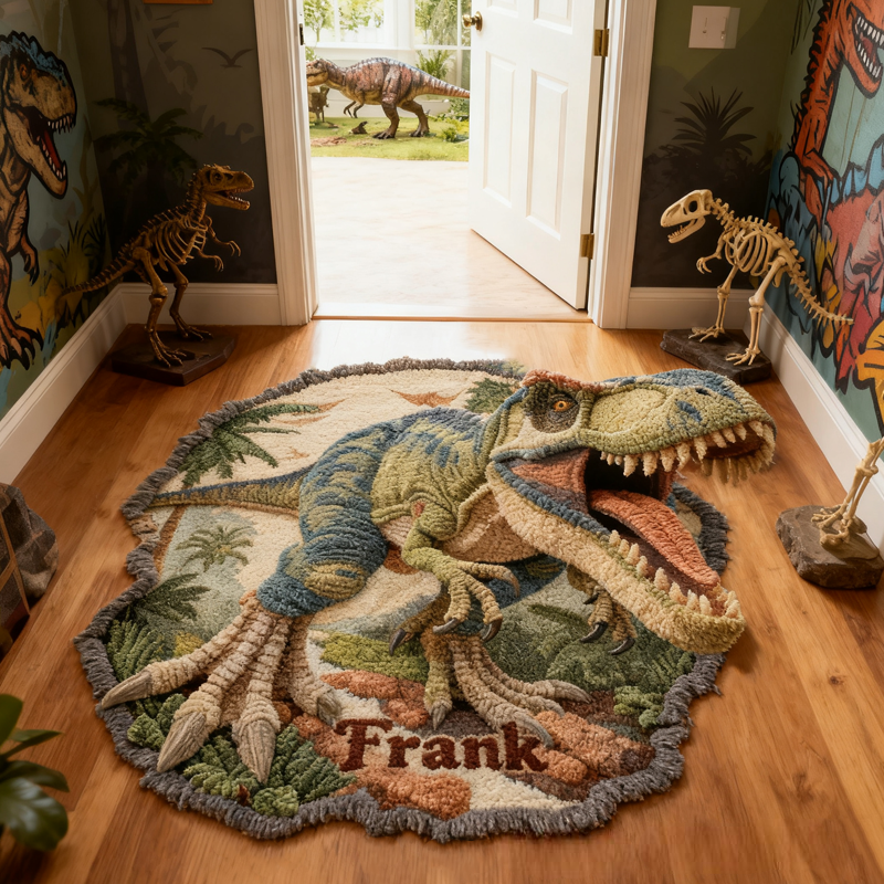 Personalized Dinosaur World with Name Soft Rug Carpet Christmas Gift for Kids Rug Birthday Gifts for Kids