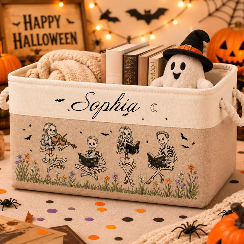 Personalized Kids Storage Bin Custom Name Fabric Organizer For Books Toys Nursery Laundry Basket