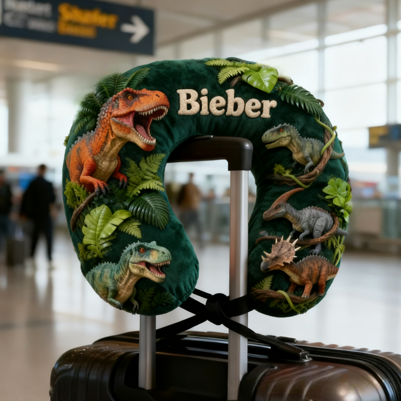 Personalized Dinosaur World U-Shaped Pillow with Custom Name for Kids Birthday Gift for Kids