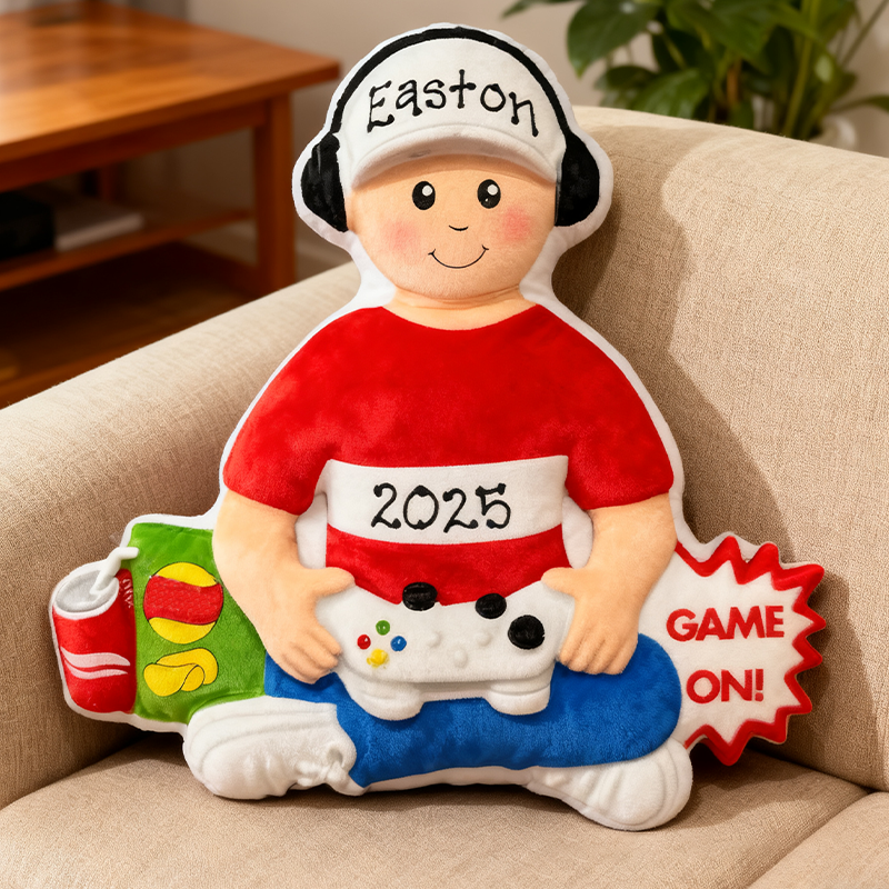 Personalized Graphic 3D Print Gamer Boy with Video Game Controller & Headset Game Lover Pillow Custom Christmas Gift for Game Geek Lover