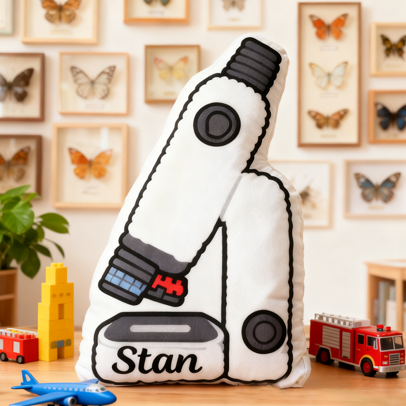 Personalized Biological Microscope Pillow for Kids Science Decor Gift for Science Enthusiasts