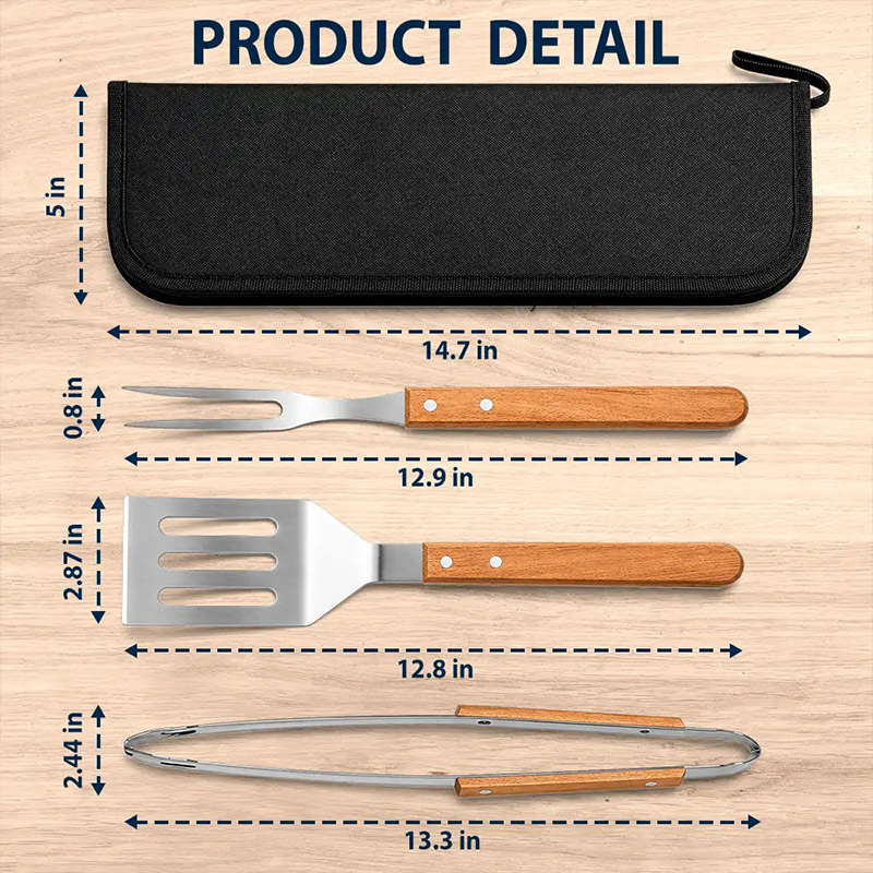 Personalized Daddy's Grilling Tools Custom BBQ Tool Set With Storage Bag Gift for Dad Grandpa