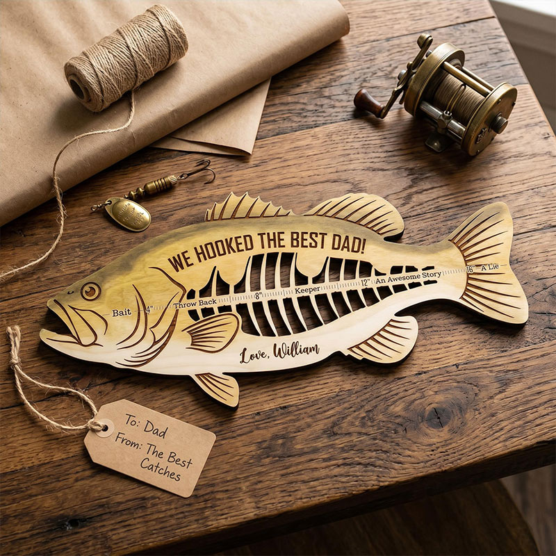 Personalized We Hooked The Best Dad Fish Ruler Custom Fishing Gift for Dad Fathers Day Gift Funny Fish Ruler for Dad Gift for Grandpa Fishing Buddy Gift