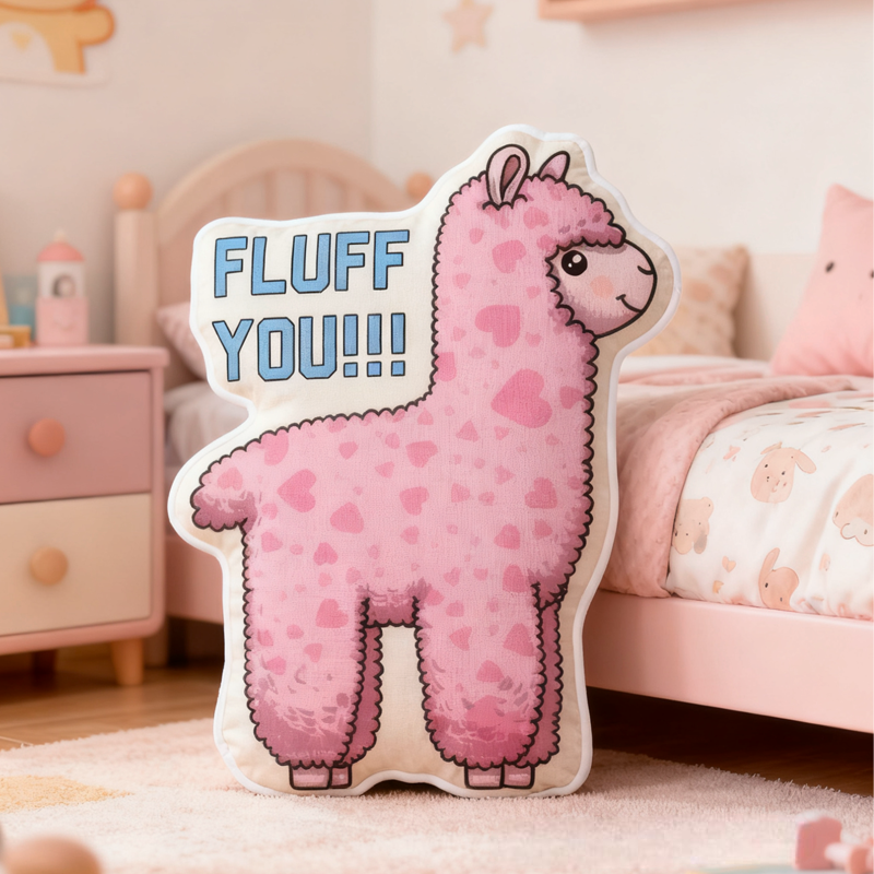 Personalized Pink Alpaca with Name Graphic 3D Print Pillow Christmas Gift for Kids Birthday Gift