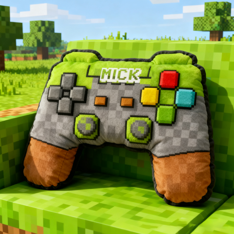 Personalized Pixelated Gaming Controller Pillow Custom Gamer Lover Pillow Gift for Game Geek