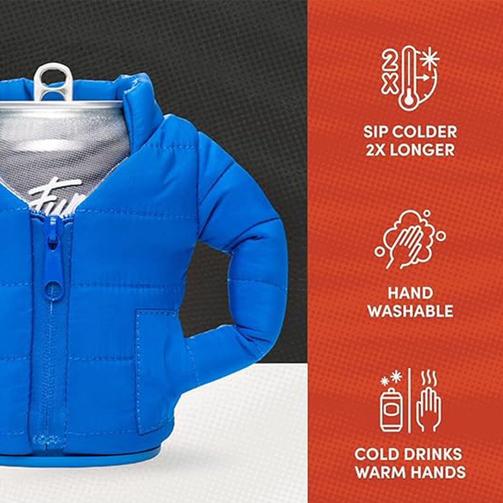 Personality Puffy Beer Jacket Insulated Can Cooler Novelty Puffer Vest Sleeve For Beer And Cans Fun Gift For Beer And Cola Lovers