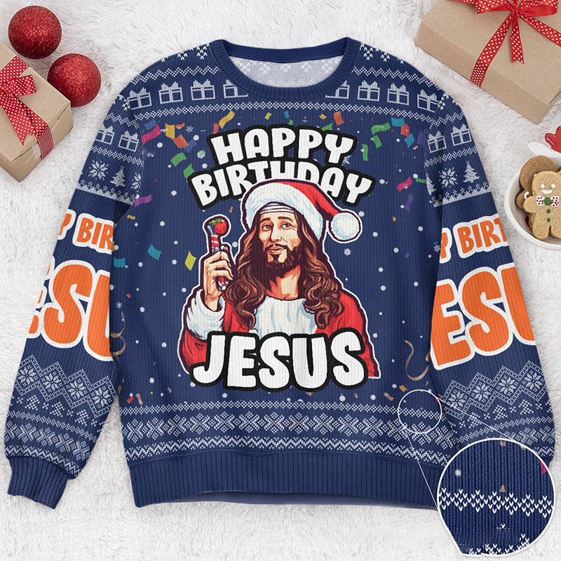 Personalized Go Jesus It's Your Birthday Christmas Ugly Sweater Religious Gift Christians Gift for Christmas Merry Christmas Gift Jesus Lovers Gift