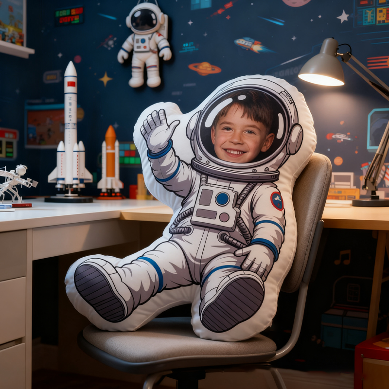 Personalized Custom Face Astronaut Pillow Kids Face 3D Pillow Spacesuit Pillow Space Lover Gift