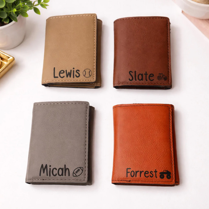 Personalized Kids Wallet Engraved Trifold Wallet for Boys Custom Name Wallet Gift for Kids