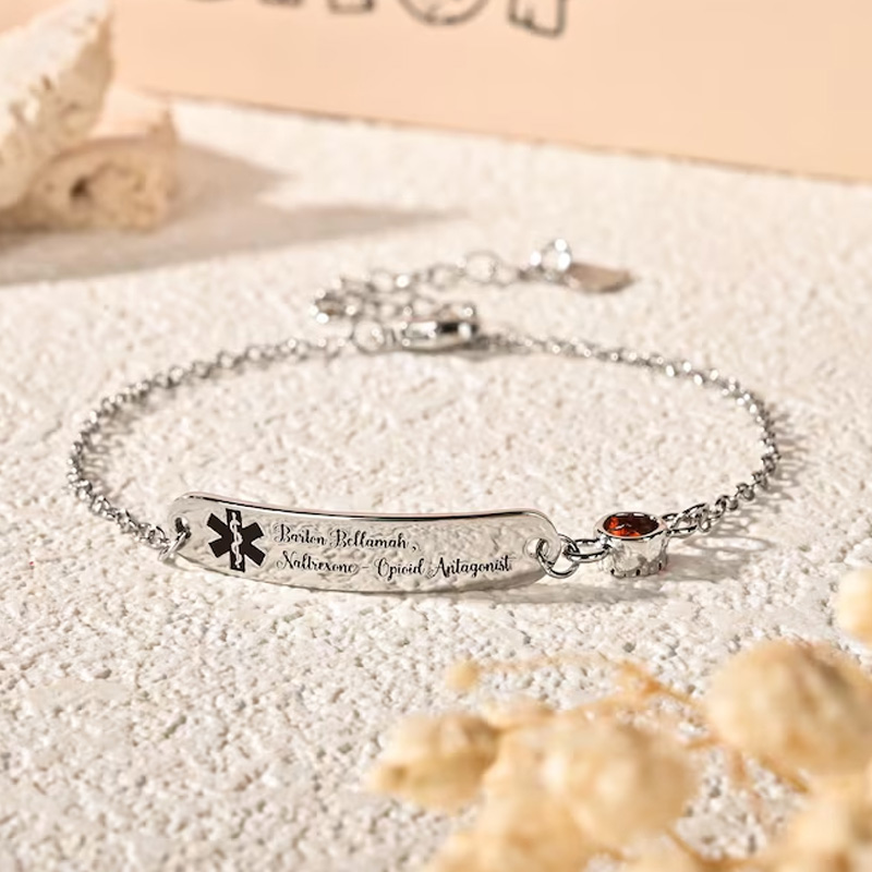 Personalized Silver Medical Bracelet With Custom Name Gift For Women Elegant Daily Wear Charm