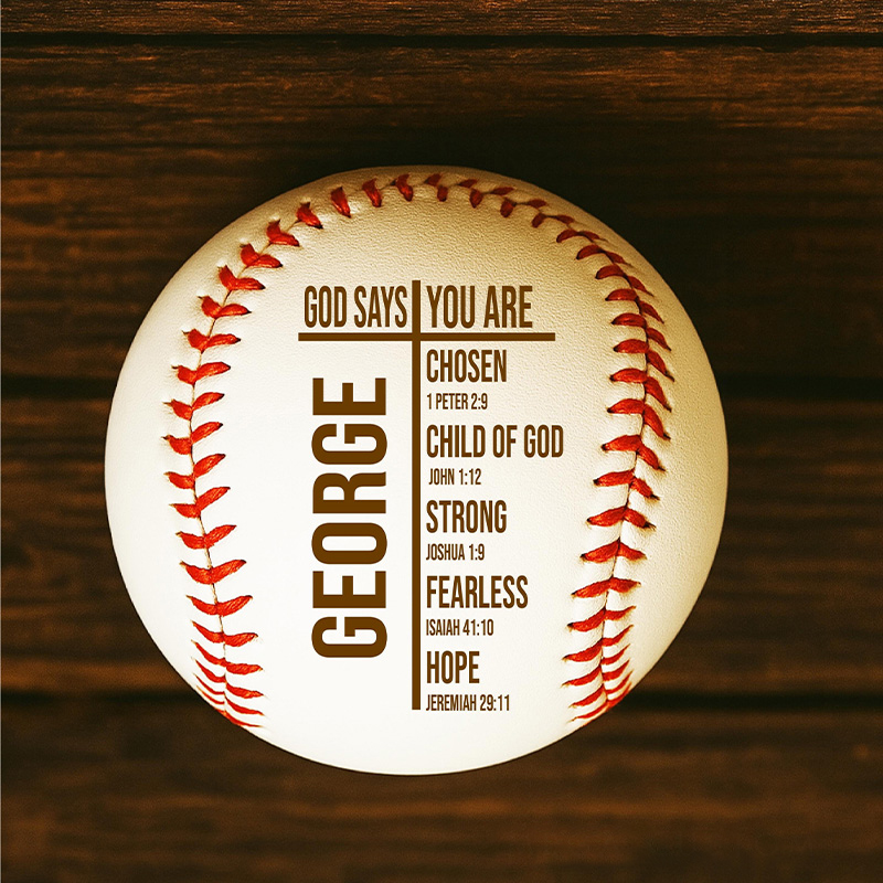 Personalized God Says You are Scripture Baseball with Name Engraved Leather Christian Gift Religious Gift for Sport Lovers Baseball Lovers Gift