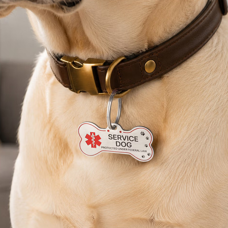 Personalized Bone Shape Service ESA Dog ID Tag with Pet Name Address a