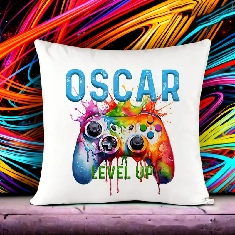 Personalised Gamer Cushion Pillows Graffiti Controller Art Pillows Gift for Game Geek Nerd Lover